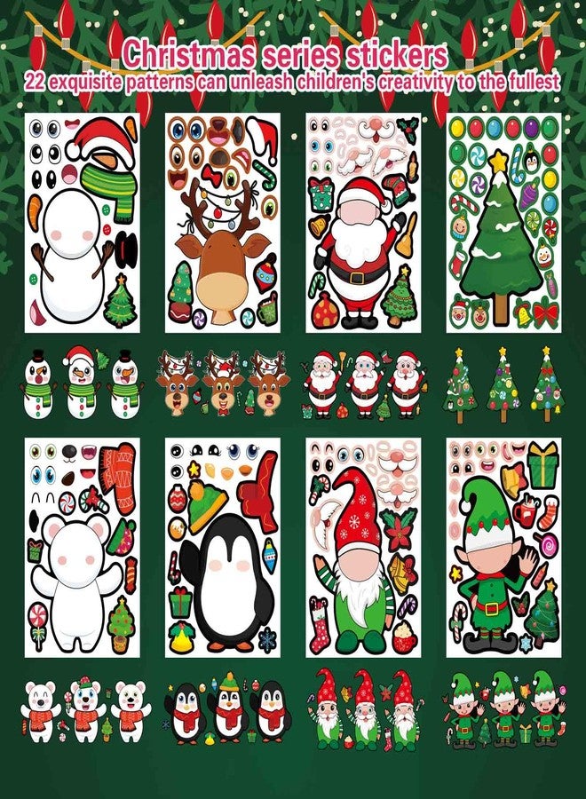 DUJAA 32 Sheets Christmas Party Games Stickers, Make Your Own Christmas Characters Mix and Match Sticker with Christmas Tree Santa Tree Gnome Elf Xmas Holiday Stickers Christmas Party Game Craft Supplies - Image 4